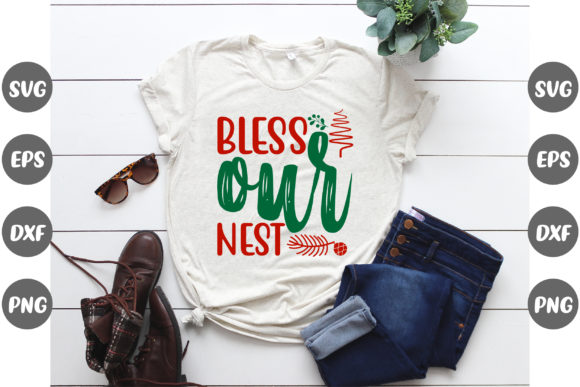 Christmas Design, Bless Our Nest: Graphics & T-Shirt Art